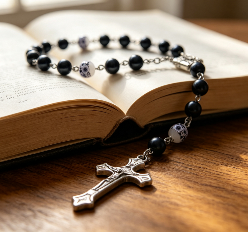 String Of Pearls Plant - Dark Blue Pearl Mini Rosary Bracelet,