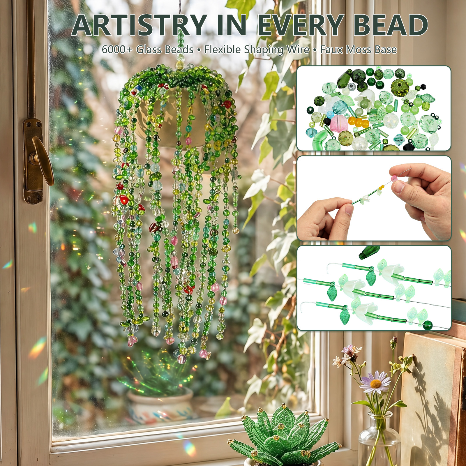 Glass Green Beaded Plant Kit B - String Of Pearls Plant incelemesi ve fiyatı